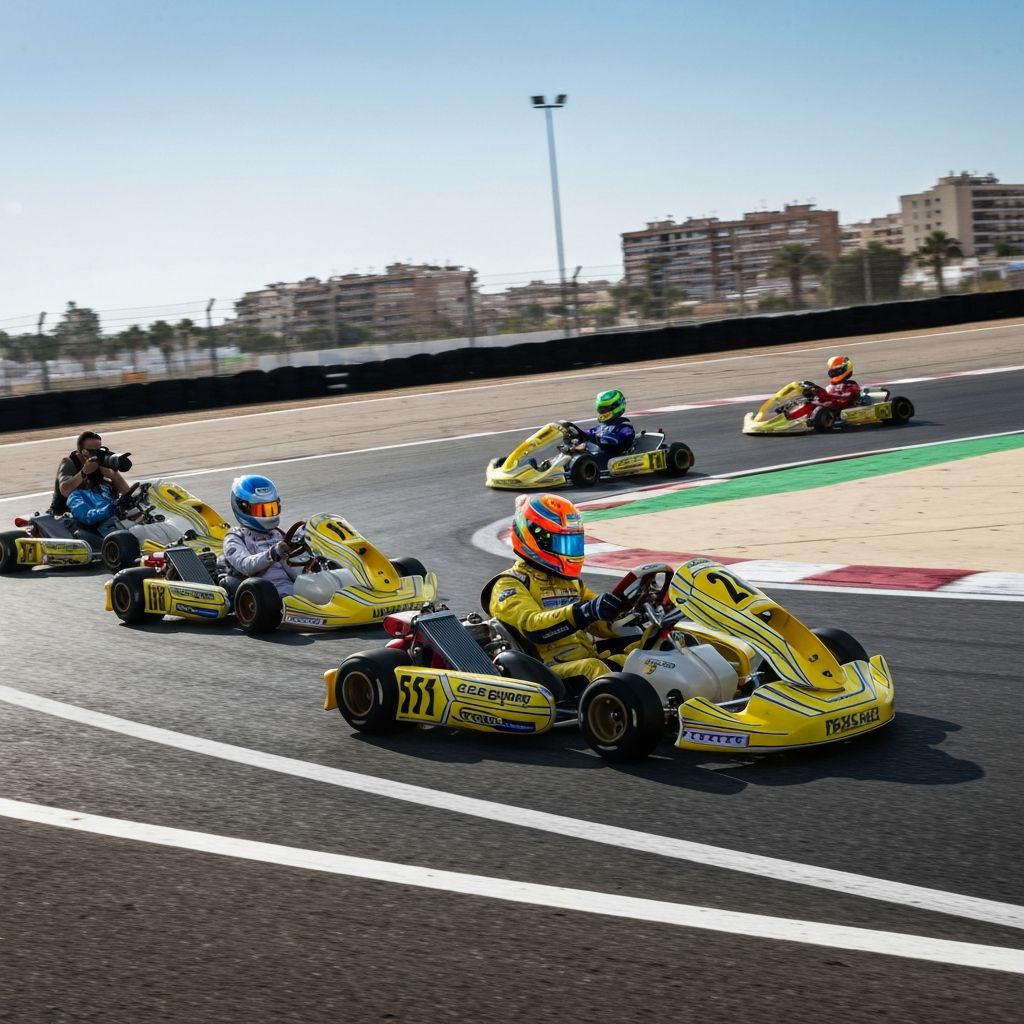 Pilotos de karting compitiendo en Málaga